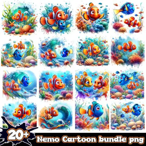 Finding Nemo Splash and Watercolor design PNG