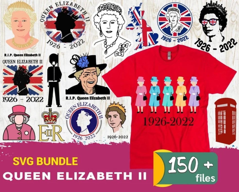 150+ Queen Elizabeth-II Svg, United Kingdom Queen Svg, In memory of Her majesty Queen Elizabeth-II bundle, Digital download
