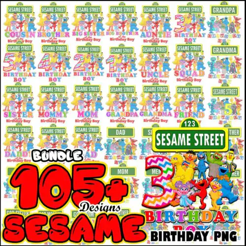 Sesame birthday png bundle png trending 2024