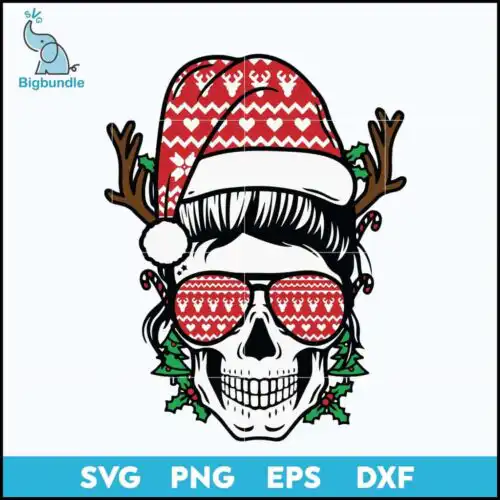Skull christmas svg, Christmas svg, png, dxf, eps digital file