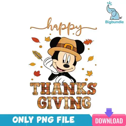Mickey Mouse Happy Thanksgiving PNG, Thanksgiving Holiday PNG