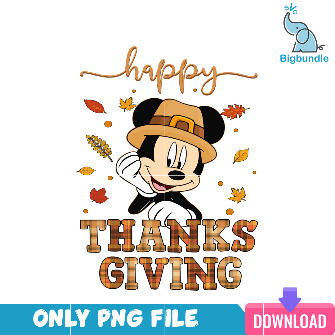 Mickey Mouse Happy Thanksgiving PNG, Thanksgiving Holiday PNG