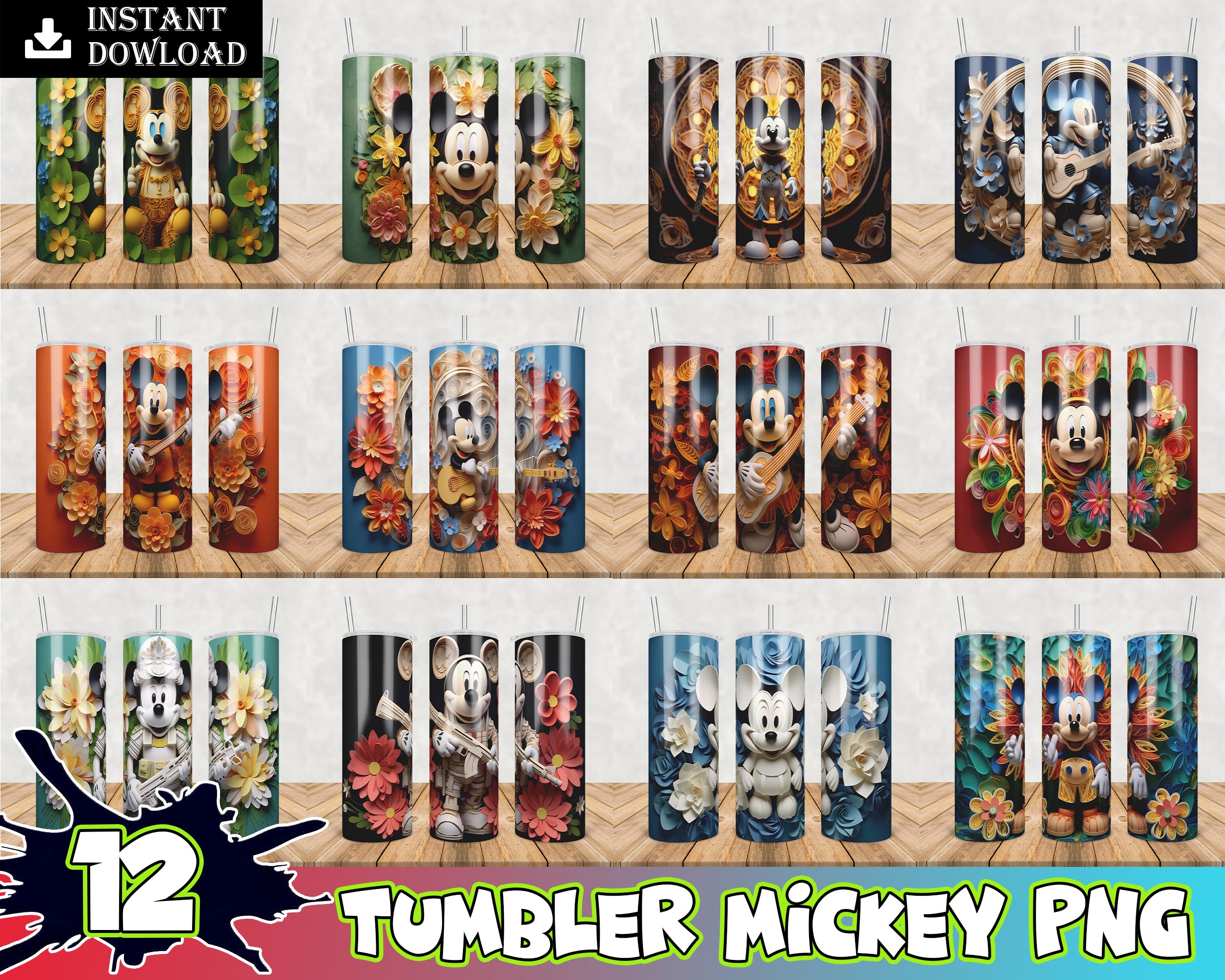 3D Mickey Tumbler ver 2 PNG - Digital Download