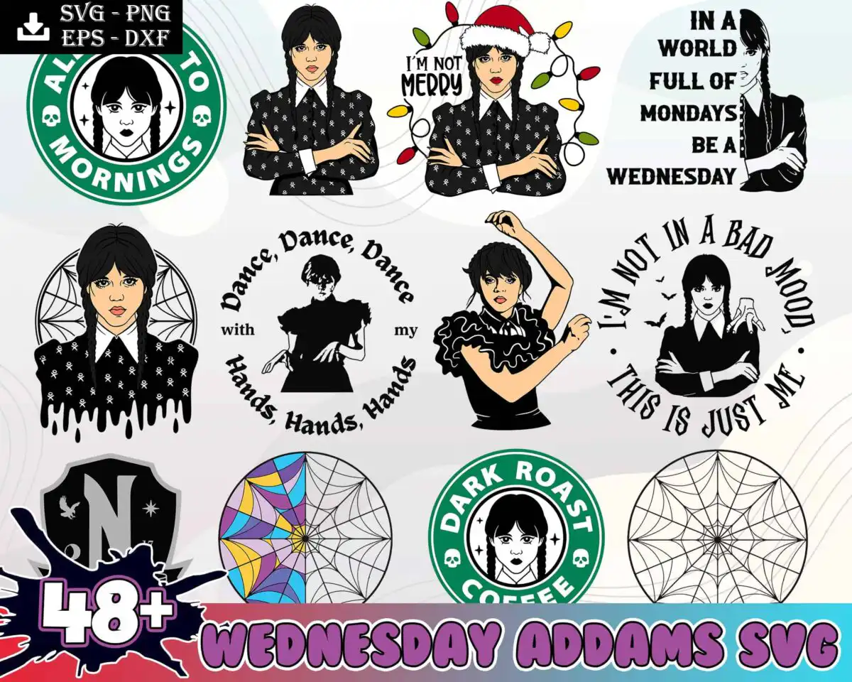 wednesdayaddamsbundlesvg50_5.99.jpg 48+ Wednesday Addams svg, Addams Family svg file, Netflix series bundle, Wednesday svg png eps dxf