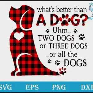 whats-better-than-a-dog-svg-funny-quotes-png-dxf-eps-digital-file-642.jpg Funny dog quote with sitting dog silhouette in red buffalo plaid and What's Better Than Dog text