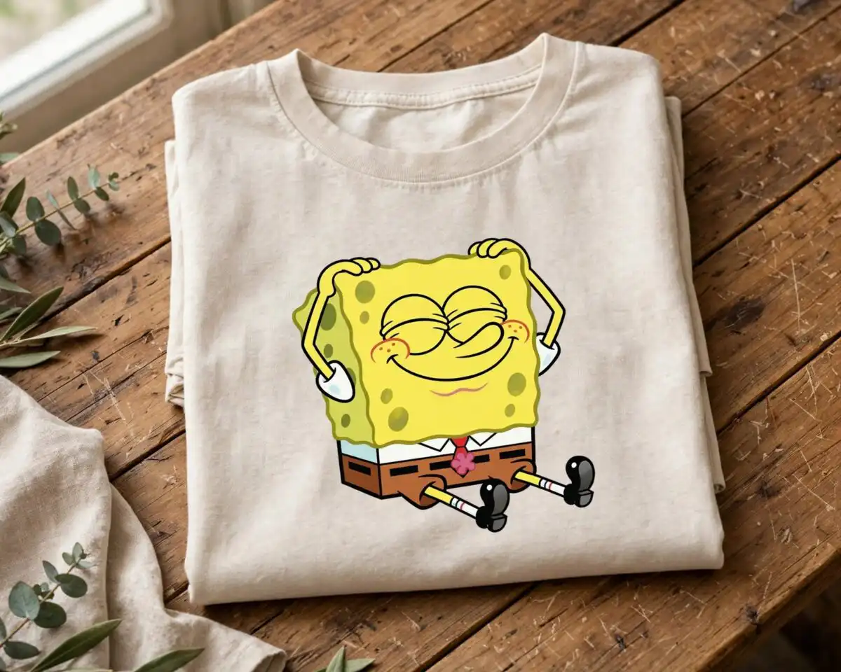 spongebob squarepants svg design printed on a plain product mockup