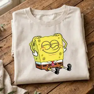 spongebob squarepants svg design printed on a plain product mockup