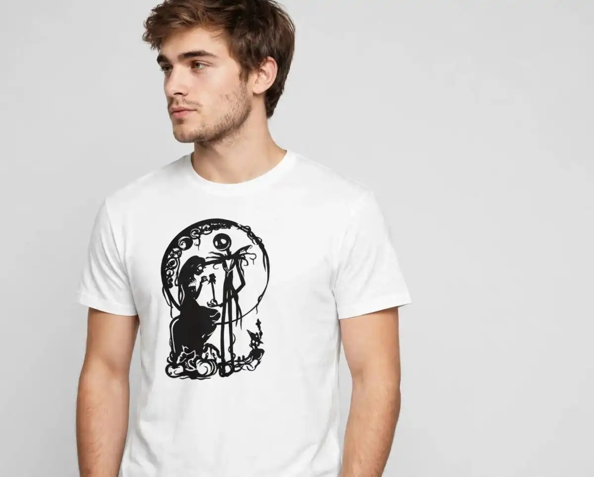 jack skellington nightmare before christmas silhouette for shirts, mugs and jack skellington nightmare before png sublimation design printed on a plain product mockup