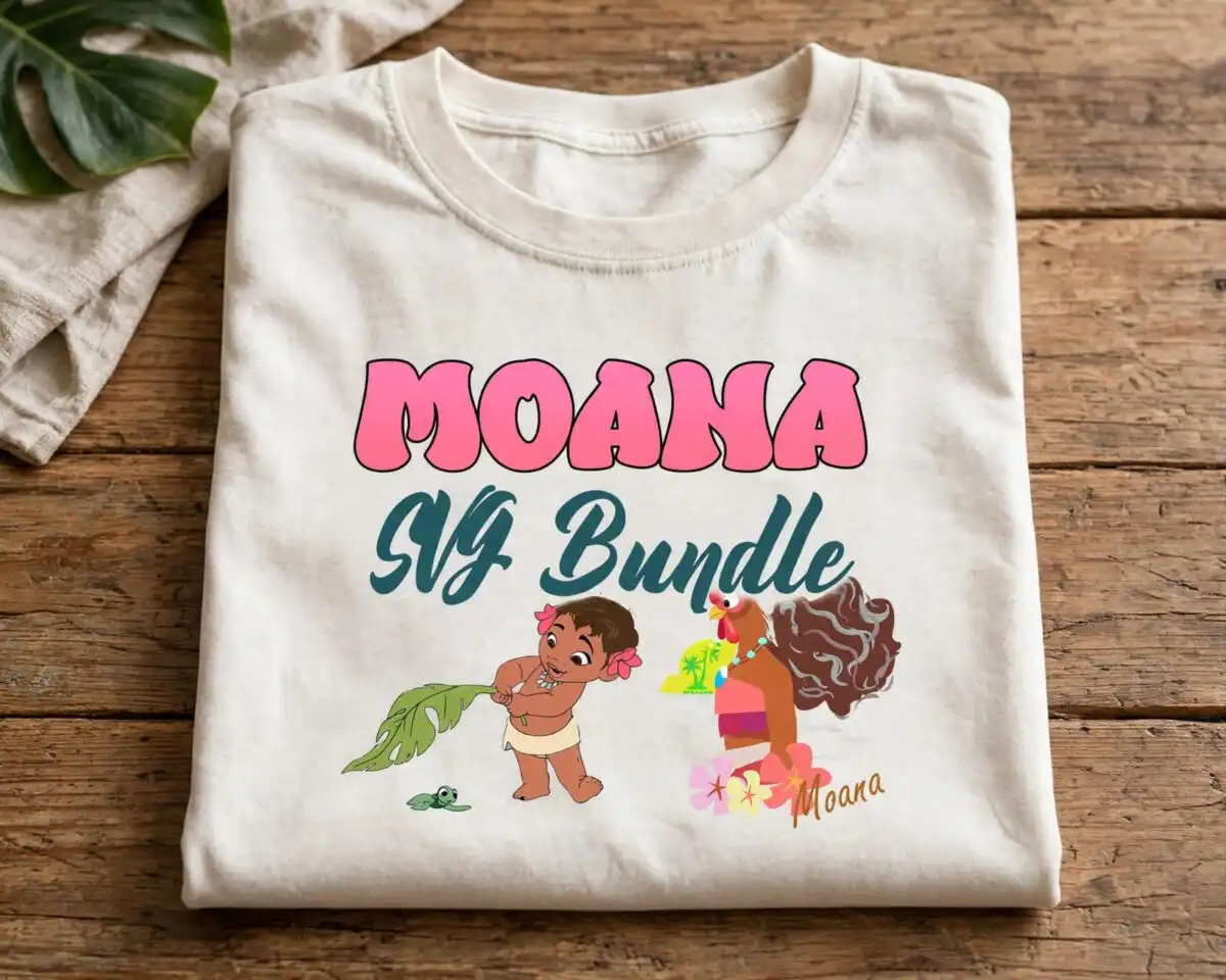 moana and maui svg design printed on a plain product mockup