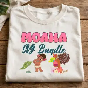 moana and maui svg design printed on a plain product mockup