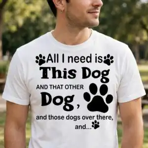 all i need is this dog and those dogs over there funny quote design all need this dog svg design printed on a plain product mockup