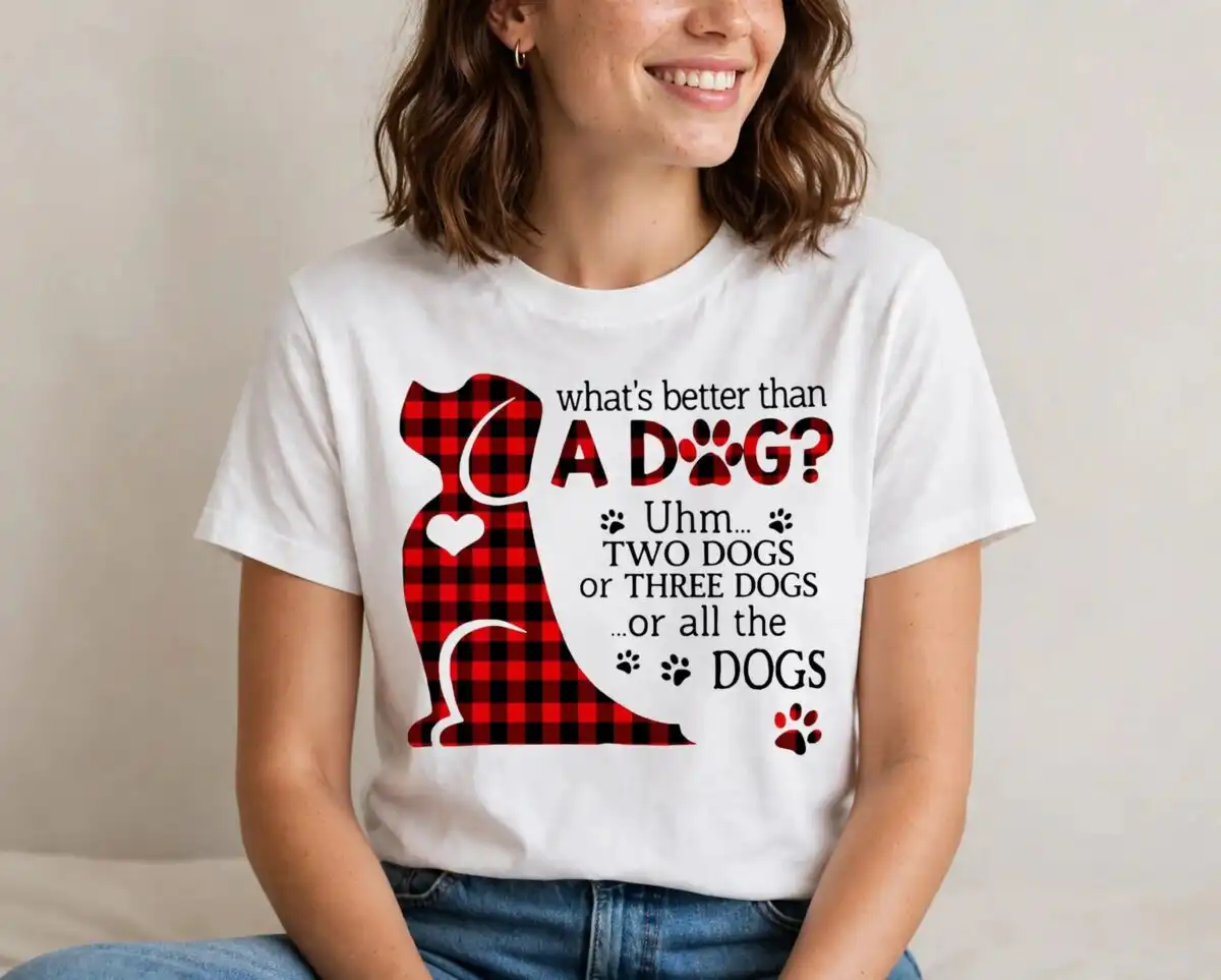 what's better than a dog? funny buffalo plaid dog lover quote design what's better than dog svg design printed on a plain product mockup