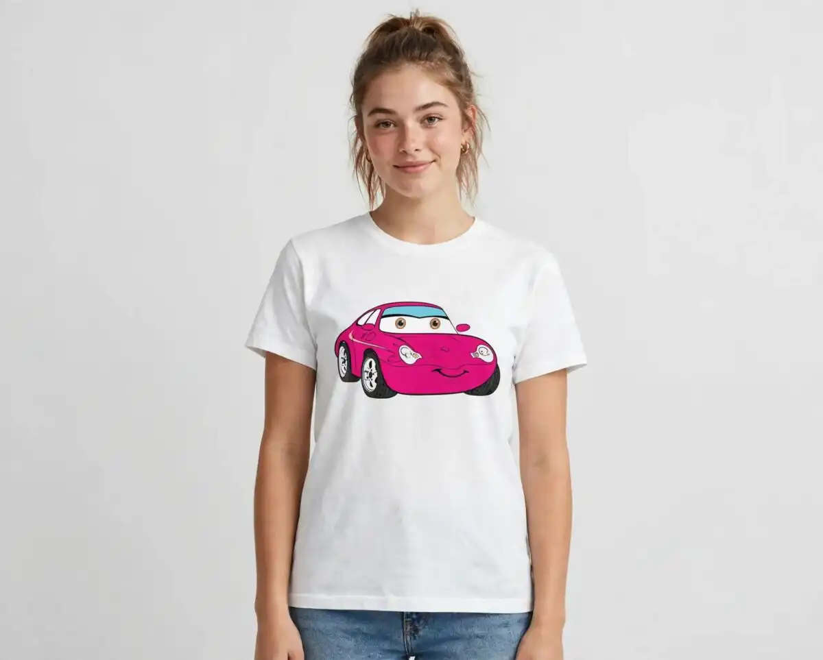 pixar cars logo png design printed on a plain product mockup