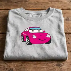 pixar cars logo png design printed on a plain product mockup