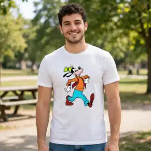 disney goofy character with 50+ poses for birthday shirts disney goofy svg design printed on a plain product mockup