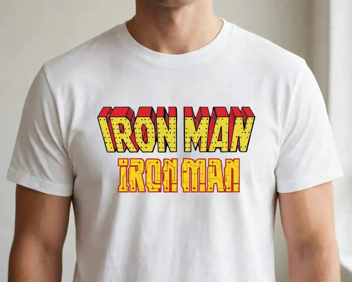 iron man svg design printed on a plain product mockup