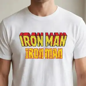 iron man svg design printed on a plain product mockup