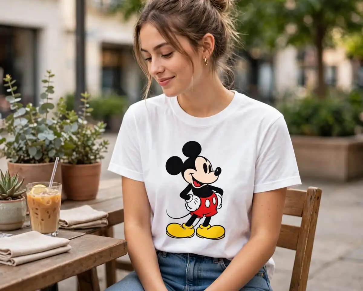 mickey mouse and friends birthday clipart design printed on a plain product mockup