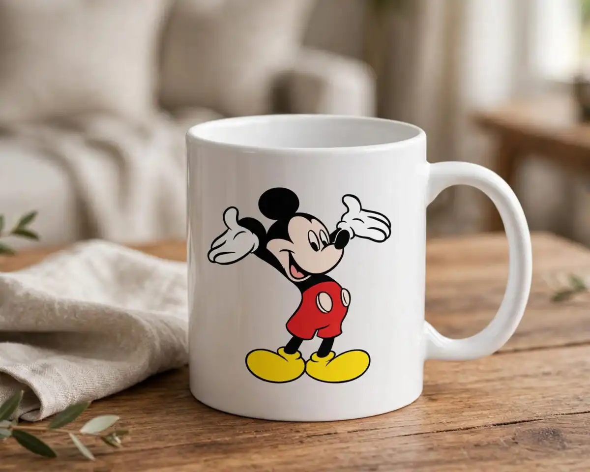 mickey mouse and friends birthday clipart design printed on a plain product mockup
