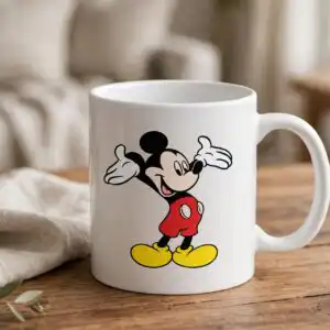 mickey mouse and friends birthday clipart design printed on a plain product mockup