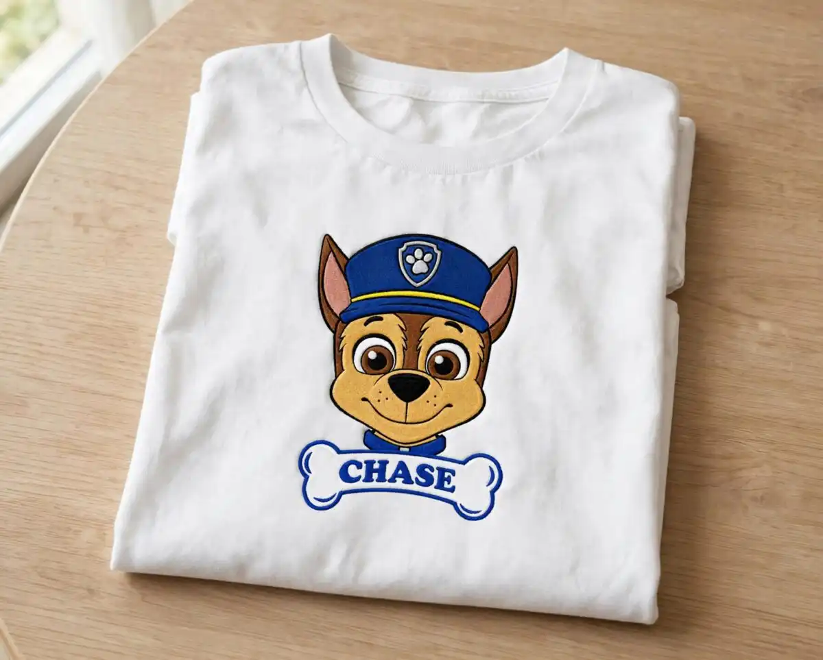 paw patrol marshall svg design printed on a plain product mockup