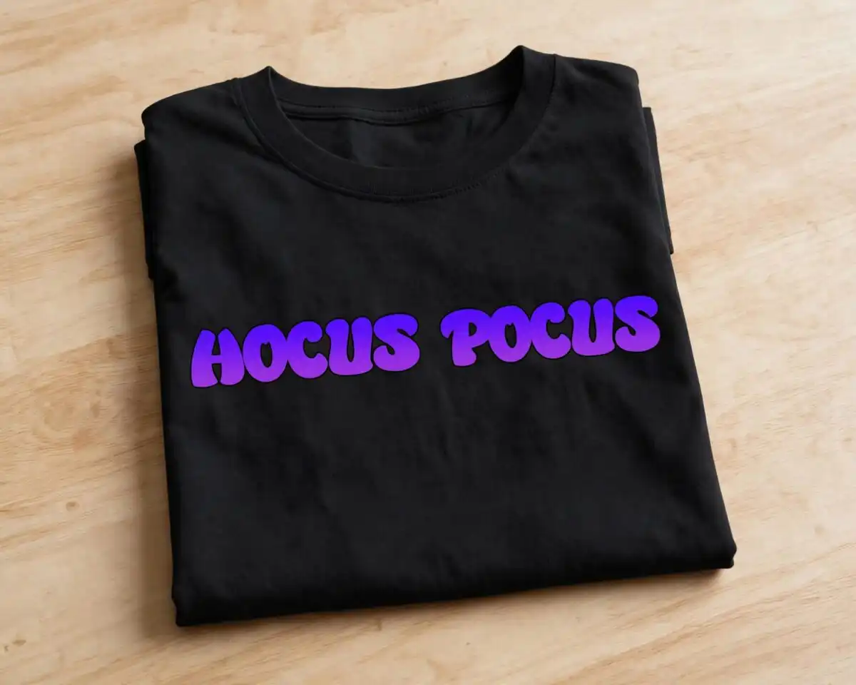 hocus pocus i need coffee to focus svg design printed on a plain product mockup