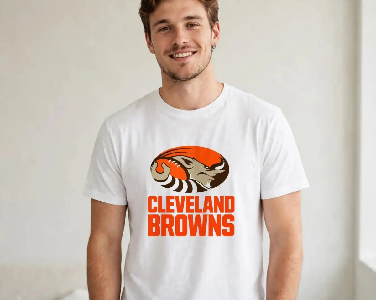 cleveland browns png images design printed on a plain product mockup