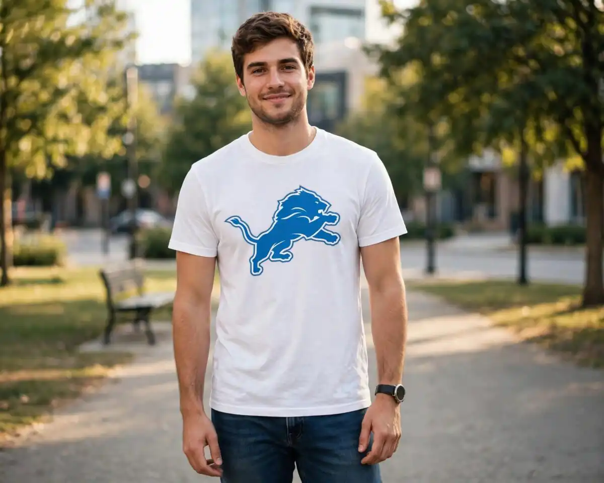 detroit lions helmet svg design printed on a plain product mockup