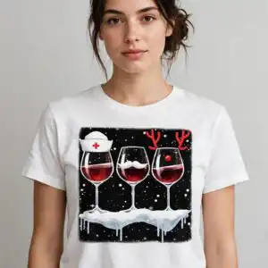 christmas wine glasses svg design printed on a plain product mockup
