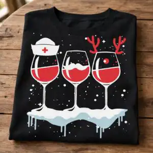 christmas wine glasses svg design printed on a plain product mockup
