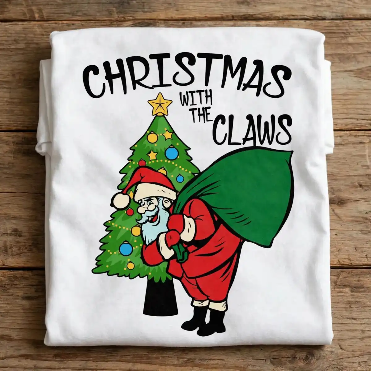 christmas claws svg design printed on a plain product mockup