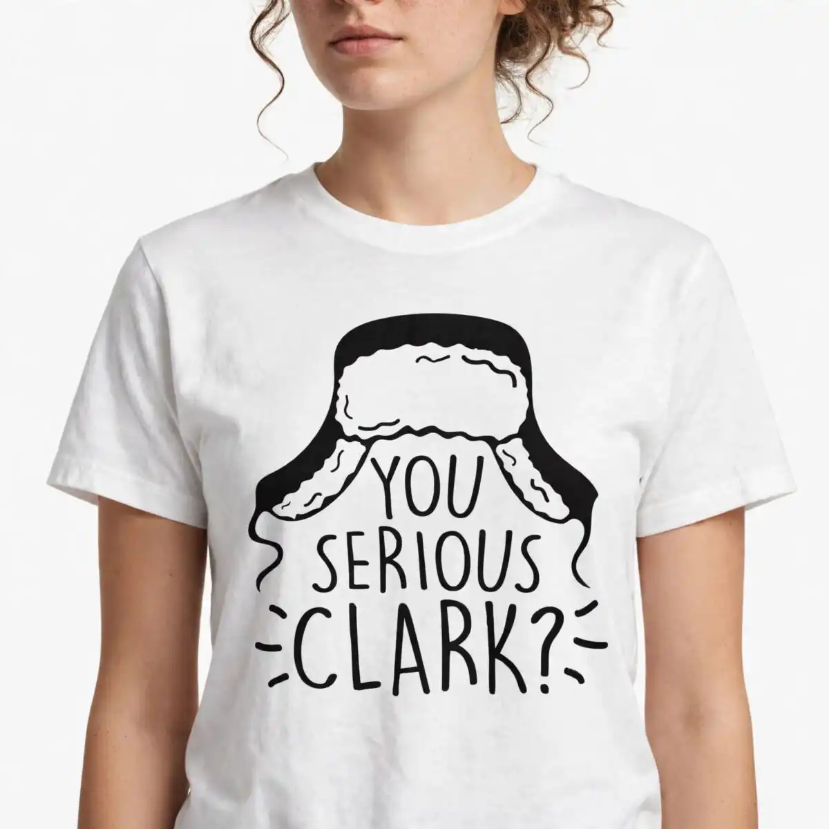 you serious clark christmas png design printed on a plain product mockup