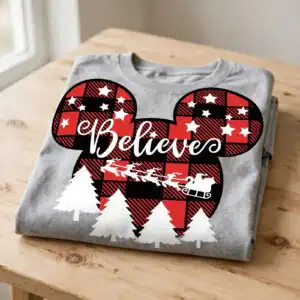 believe christmas svg design printed on a plain product mockup