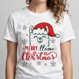 merry llama christmas christmas svg cricut design printed on a plain product mockup