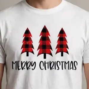merry christmas svg trees design printed on a plain product mockup