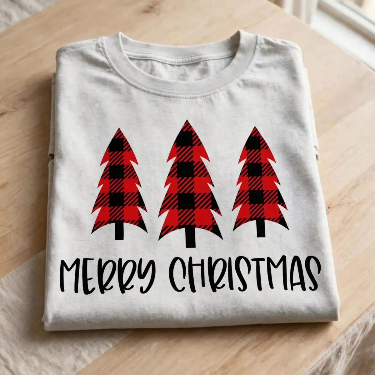 merry christmas svg trees design printed on a plain product mockup