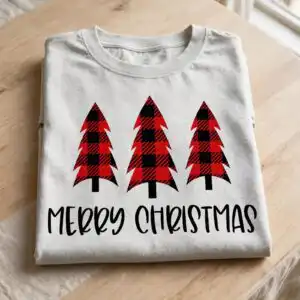 merry christmas svg trees design printed on a plain product mockup