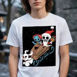 jack skellington with santa hat svg design printed on a plain product mockup