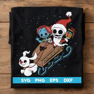 jack skellington with santa hat svg design printed on a plain product mockup