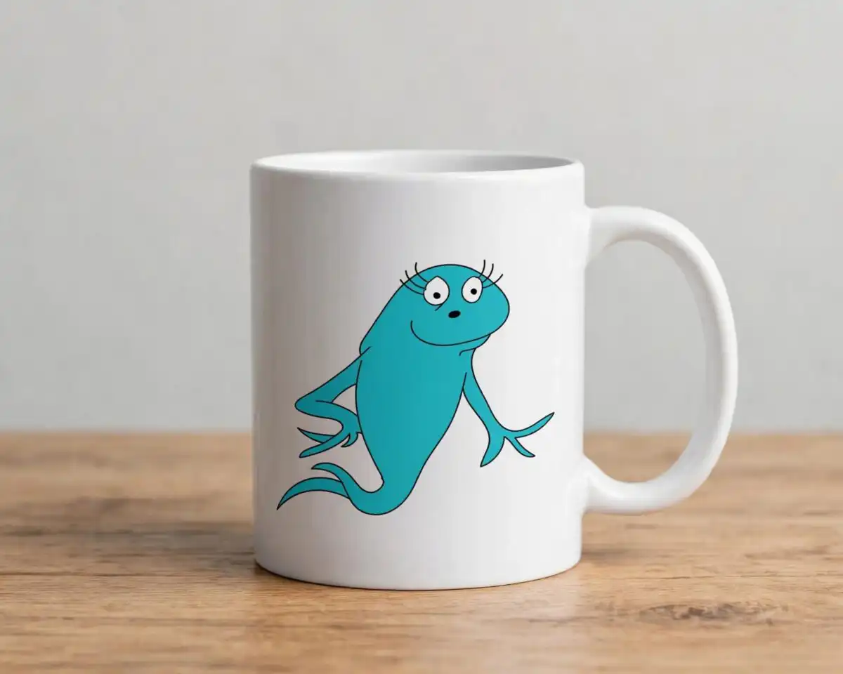 cartoon fish png images design printed on a plain product mockup