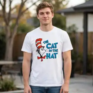 read across america dr seuss characters cat svg design printed on a plain product mockup