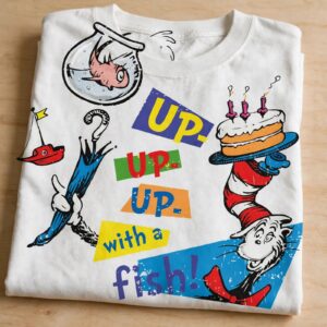 whimsical birthday clipart design printed on a plain product mockup