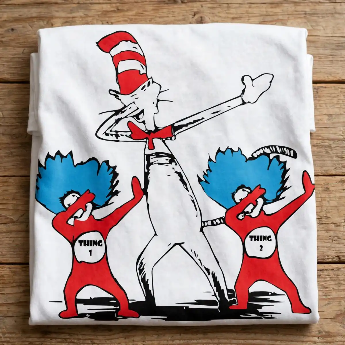 cat hat dabbing thing svg design printed on a plain product mockup