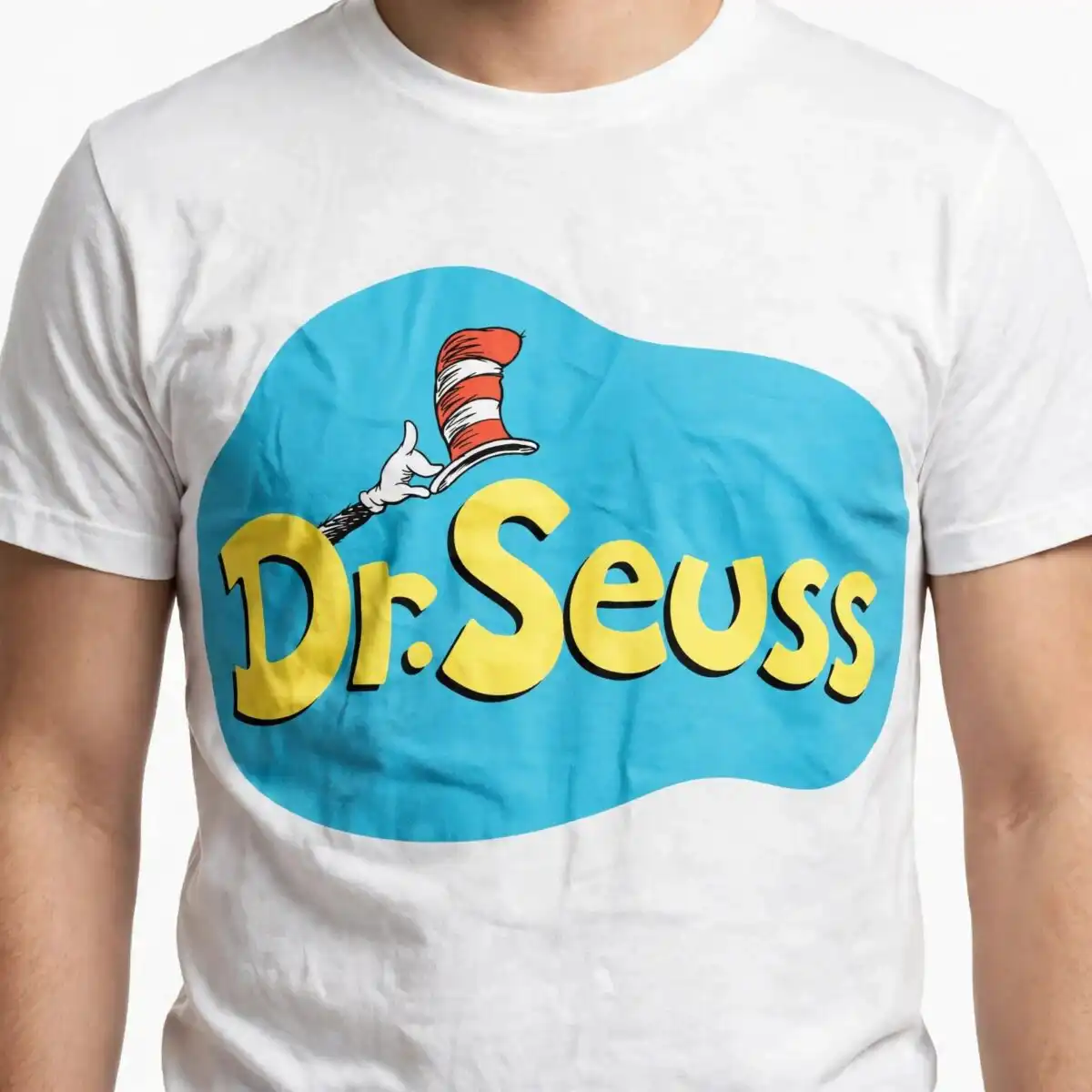 dr seuss brand logo svg design printed on a plain product mockup
