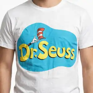 dr seuss brand logo svg design printed on a plain product mockup
