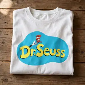 dr seuss brand logo svg design printed on a plain product mockup
