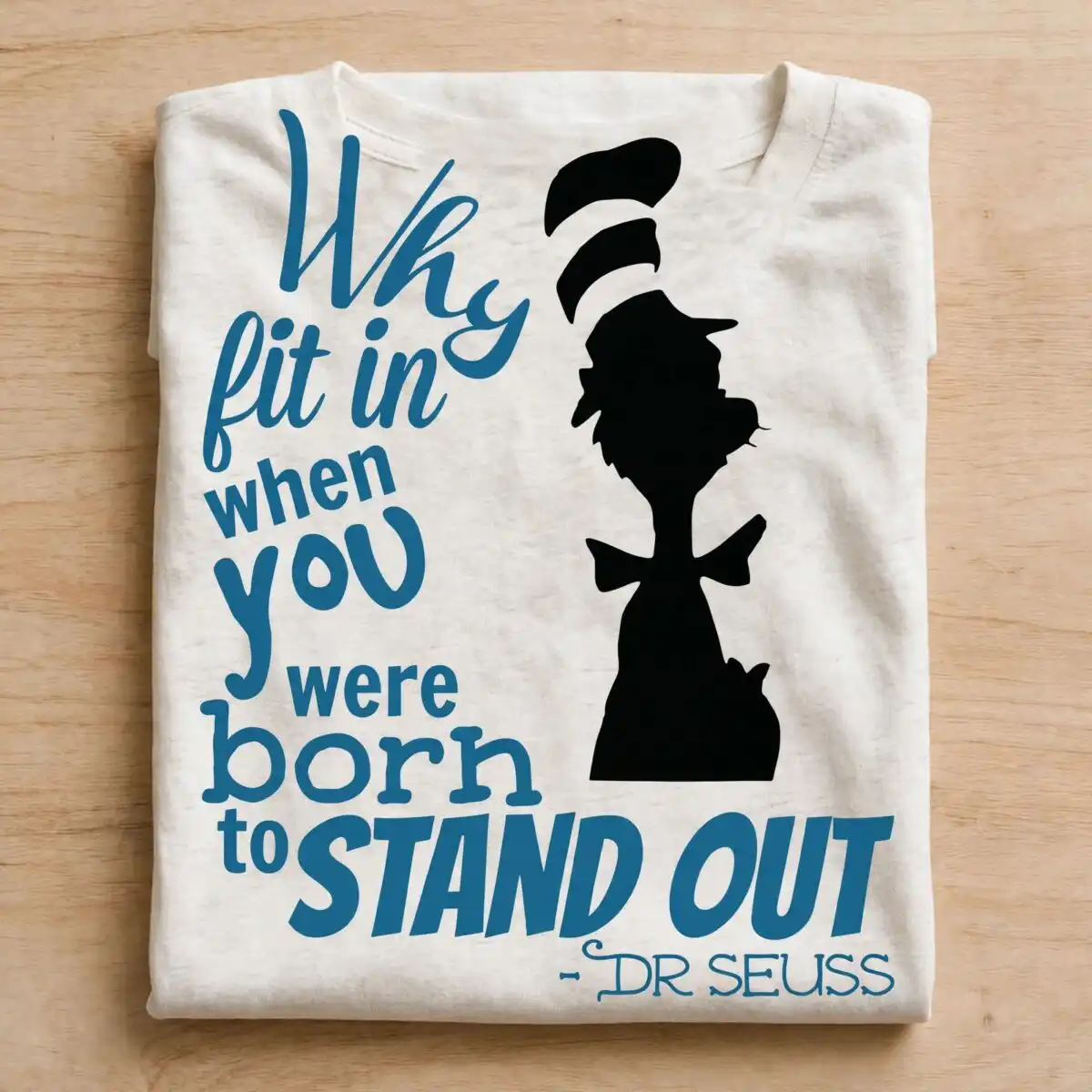 why fit in when you were born to stand out cat hat quote for cricut why svg for cricut design printed on a plain product mockup