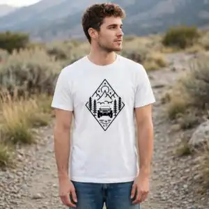 jeep shirt svg design printed on a plain product mockup