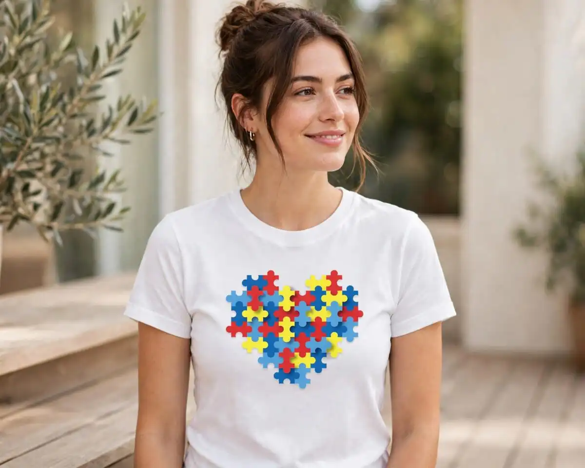 autism shirt svg design printed on a plain product mockup
