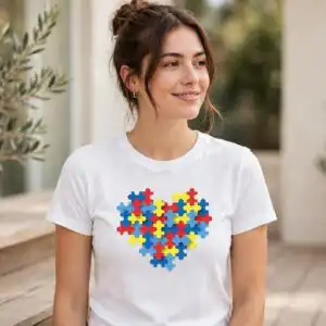 autism shirt svg design printed on a plain product mockup